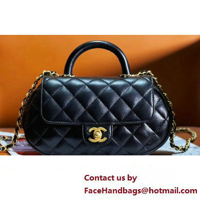 Chanel Lambskin & Gold-Tone Metal Bag with Top Handle AS4569 Black 2024